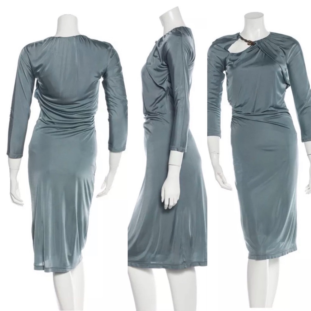 Elegant Roberto Cavalli Teal dress long sleeve